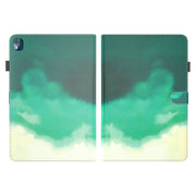 For Nokia T10 Watercolor Pattern Flip Leather Tablet Case(Cyan Green)