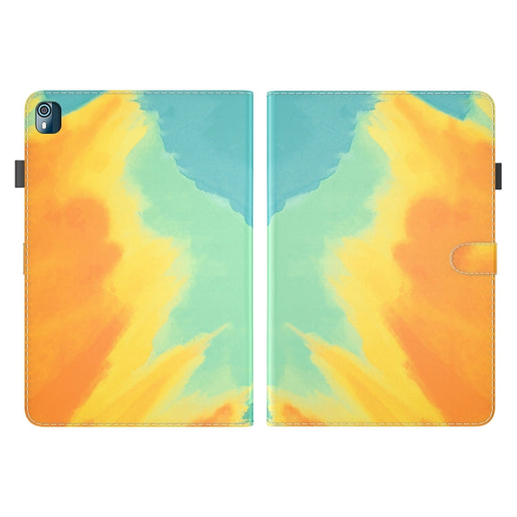 For Nokia T10 Watercolor Pattern Flip Leather Tablet Case(Autumn Leaves)