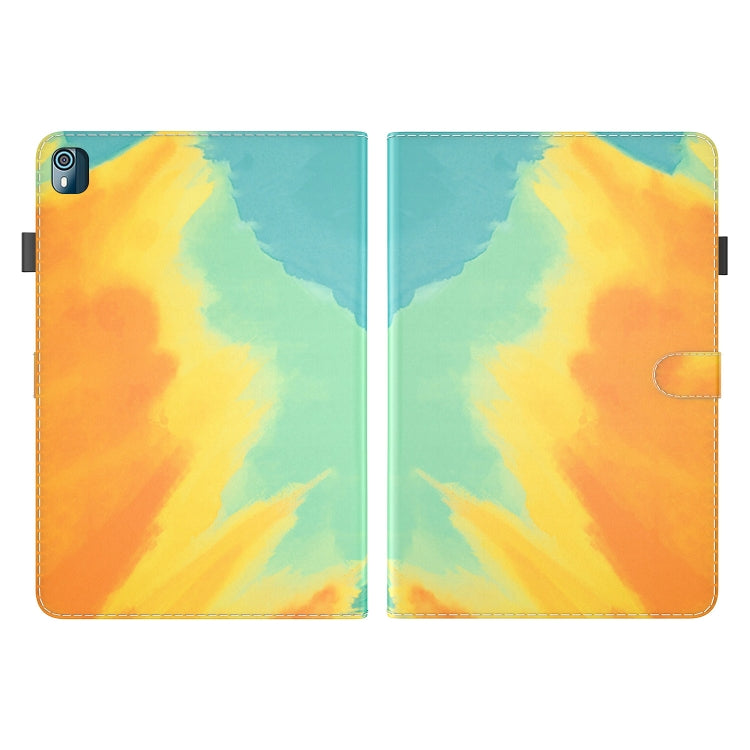 For Nokia T10 Watercolor Pattern Flip Leather Tablet Case(Autumn Leaves)