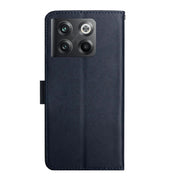 For OnePlus 10T / Ace Pro HT02 Genuine Leather Fingerprint-proof Flip Phone Case(Blue)