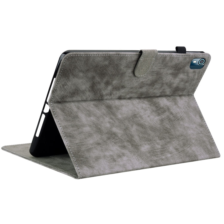 For Nokia T10 Tiger Pattern PU Tablet Case(Grey)