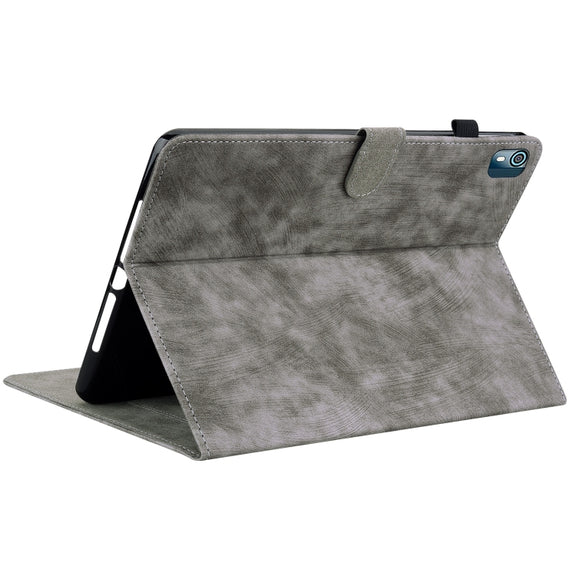 For Nokia T10 Tiger Pattern PU Tablet Case(Grey)