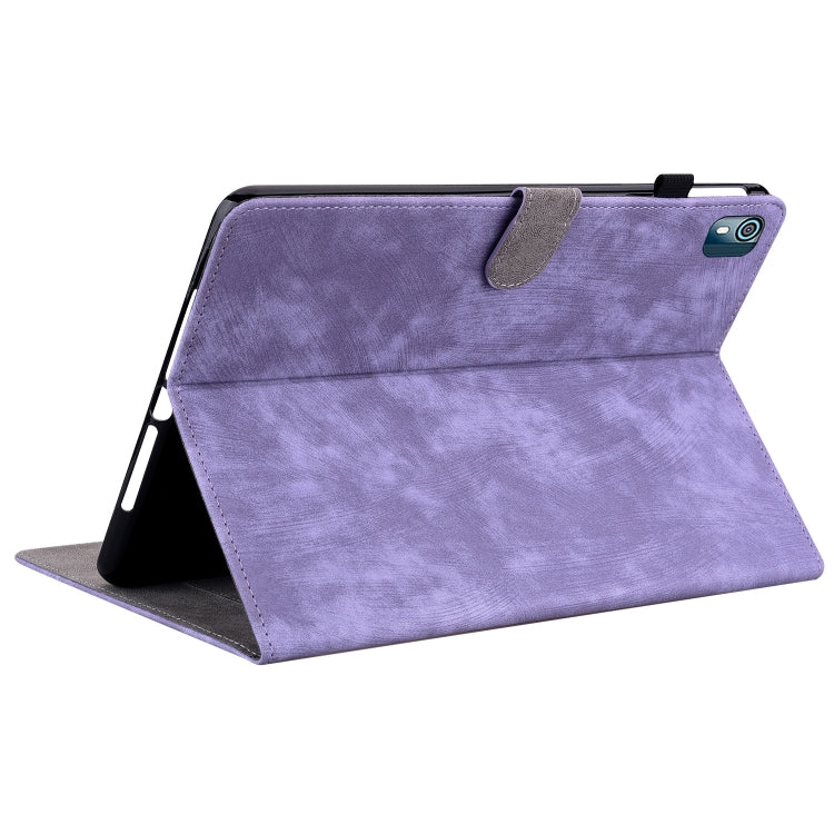 For Nokia T10 Tiger Pattern PU Tablet Case(Purple)