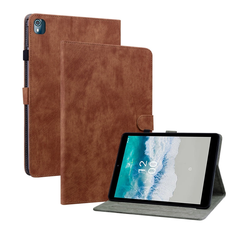For Nokia T10 Tiger Pattern PU Tablet Case(Brown)