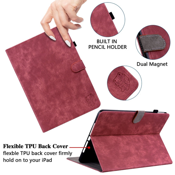 For Nokia T10 Tiger Pattern PU Tablet Case(Red)