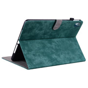 For Nokia T10 Tiger Pattern PU Tablet Case(Dark Green)