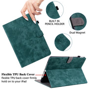 For Nokia T10 Tiger Pattern PU Tablet Case(Dark Green)