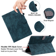 For Nokia T10 Tiger Pattern PU Tablet Case(Dark Blue)