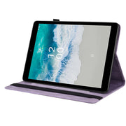For Nokia T10 Butterfly Flower Embossed Leather Tablet Case(Purple)