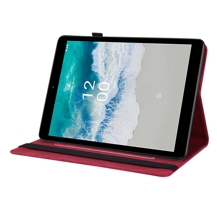 For Nokia T10 Butterfly Flower Embossed Leather Tablet Case(Red)