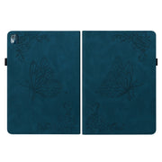 For Nokia T10 Butterfly Flower Embossed Leather Tablet Case(Blue)