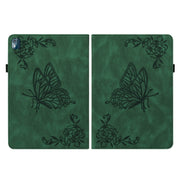 For Nokia T10 Butterfly Flower Embossed Leather Tablet Case(Green)