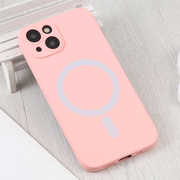 For iPhone 14 Liquid Silicone Magsafe Phone Case (Pink)