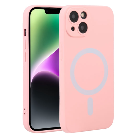 For iPhone 14 Liquid Silicone Magsafe Phone Case (Pink)