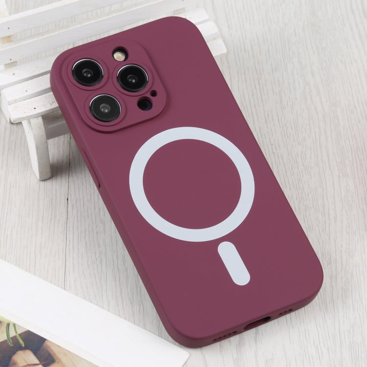 For iPhone 14 Pro Max Liquid Silicone Magsafe Phone Case (Wine Red)