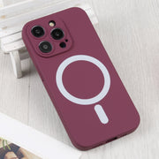 For iPhone 14 Pro Max Liquid Silicone Magsafe Phone Case (Wine Red)