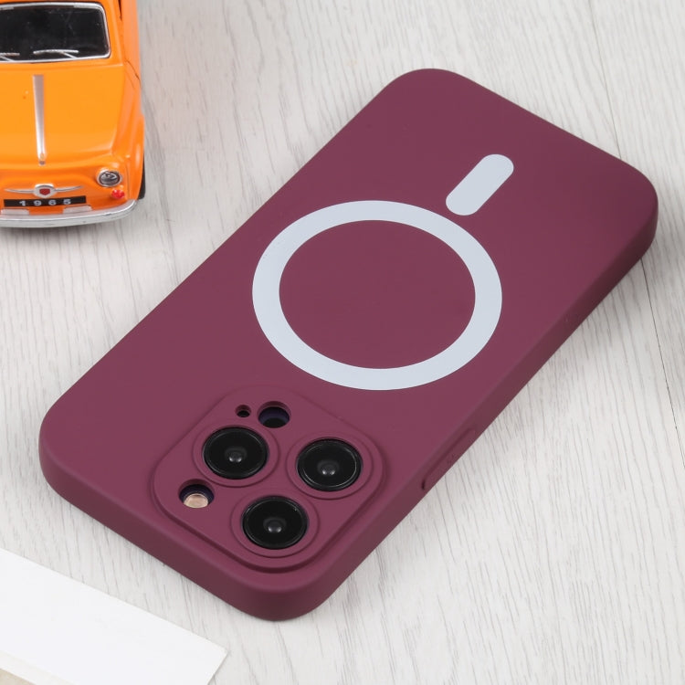 For iPhone 14 Pro Max Liquid Silicone Magsafe Phone Case (Wine Red)