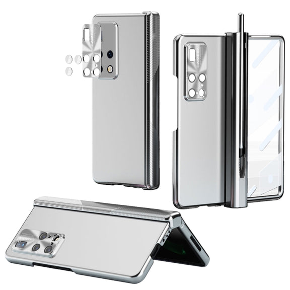 For Huawei Mate X2 Electroplating Hinged Folding Phone Case with S Pen Fold Edtion(Silver)