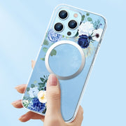 For iPhone 14 Plus Flower Frosted MagSafe Phone Case (Gypsophila)