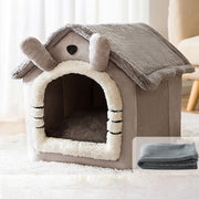 House Type Universal Removable and Washable Pet Dog Cat Bed Pet Supplies, Size:S(Gray Cat + Blanket)