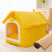 House Type Universal Removable and Washable Pet Dog Cat Bed Pet Supplies, Size:M(Yellow Chick + Mat)