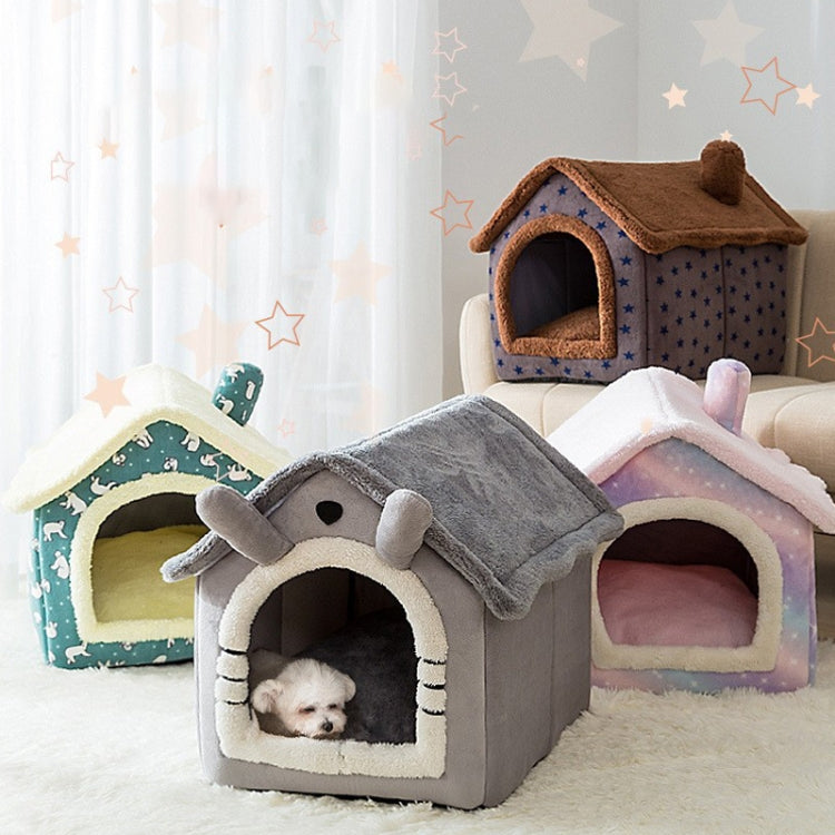 House Type Universal Removable and Washable Pet Dog Cat Bed Pet Supplies, Size:M(Brown Igloo)