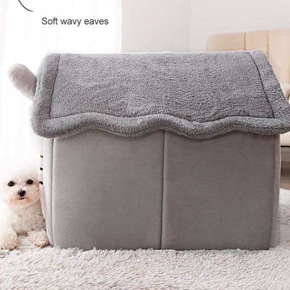 House Type Universal Removable and Washable Pet Dog Cat Bed Pet Supplies, Size:M(Green Dinosaurs)