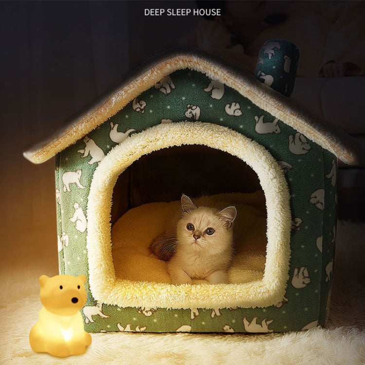House Type Universal Removable and Washable Pet Dog Cat Bed Pet Supplies, Size:M(Brown Igloo)