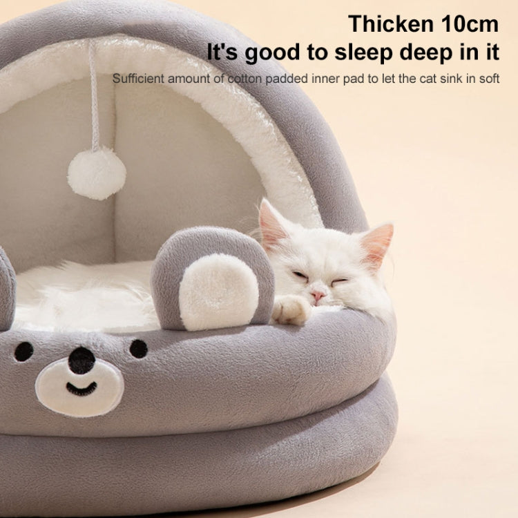 Semi-enclosed Cradle Pet Cat Bed Dog Kennel Pad Pet Supplies, Size:L(Pink Rabbit)