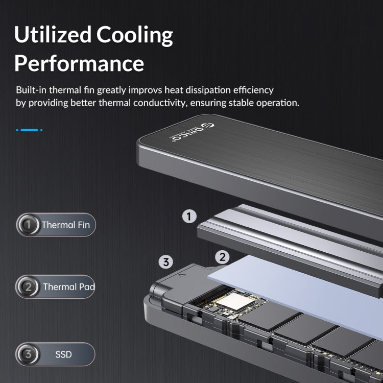 ORICO HM2C3-BK USB3.1 Gen1 Type-C 6Gbps M.2 SATA SSD Enclosure(Black)