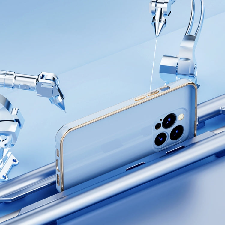 For iPhone 14 Pro Max 6D Gold Plated Magsafe Magnetic Phone Case (Sierra Blue)