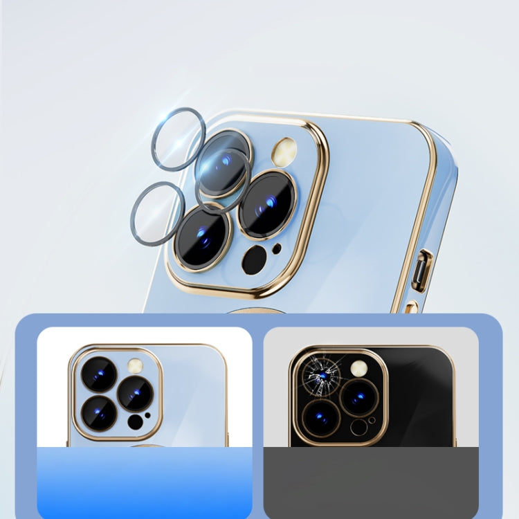 For iPhone 14 Pro Max 6D Gold Plated Magsafe Magnetic Phone Case (Sierra Blue)