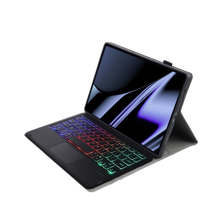 OP11-AS Lambskin Texture Ultra-thin Bluetooth Keyboard Leather Case with Touchpad & Backlight For OPPO Pad 11 inch(Black)