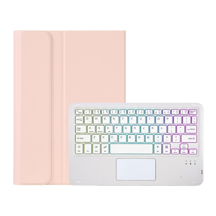 OP11-AS Lambskin Texture Ultra-thin Bluetooth Keyboard Leather Case with Touchpad & Backlight For OPPO Pad 11 inch(Pink)