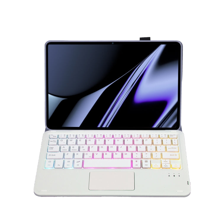 OP11-AS Lambskin Texture Ultra-thin Bluetooth Keyboard Leather Case with Touchpad & Backlight For OPPO Pad 11 inch(Purple)