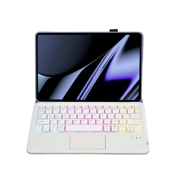 OP11-AS Lambskin Texture Ultra-thin Bluetooth Keyboard Leather Case with Touchpad & Backlight For OPPO Pad 11 inch(Purple)