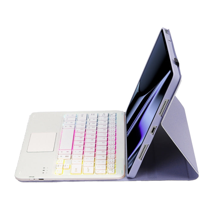 OP11-AS Lambskin Texture Ultra-thin Bluetooth Keyboard Leather Case with Touchpad & Backlight For OPPO Pad 11 inch(Purple)