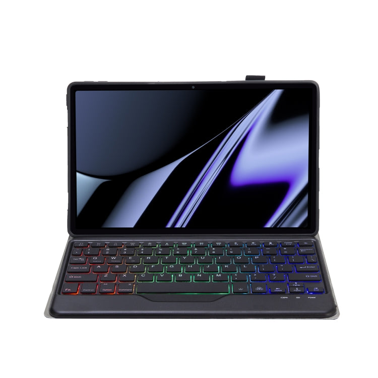 OP11-BS Lambskin Texture Ultra-thin Bluetooth Keyboard Leather Case with Backlight For OPPO Pad 11 inch(Black)