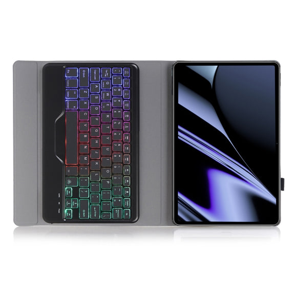 OP11-BS Lambskin Texture Ultra-thin Bluetooth Keyboard Leather Case with Backlight For OPPO Pad 11 inch(Black)
