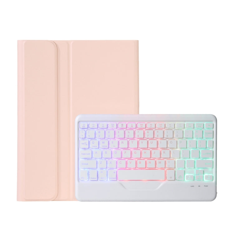OP11-BS Lambskin Texture Ultra-thin Bluetooth Keyboard Leather Case with Backlight For OPPO Pad 11 inch(Pink)