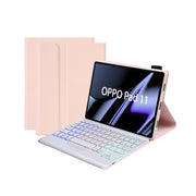 OP11-BS Lambskin Texture Ultra-thin Bluetooth Keyboard Leather Case with Backlight For OPPO Pad 11 inch(Pink)