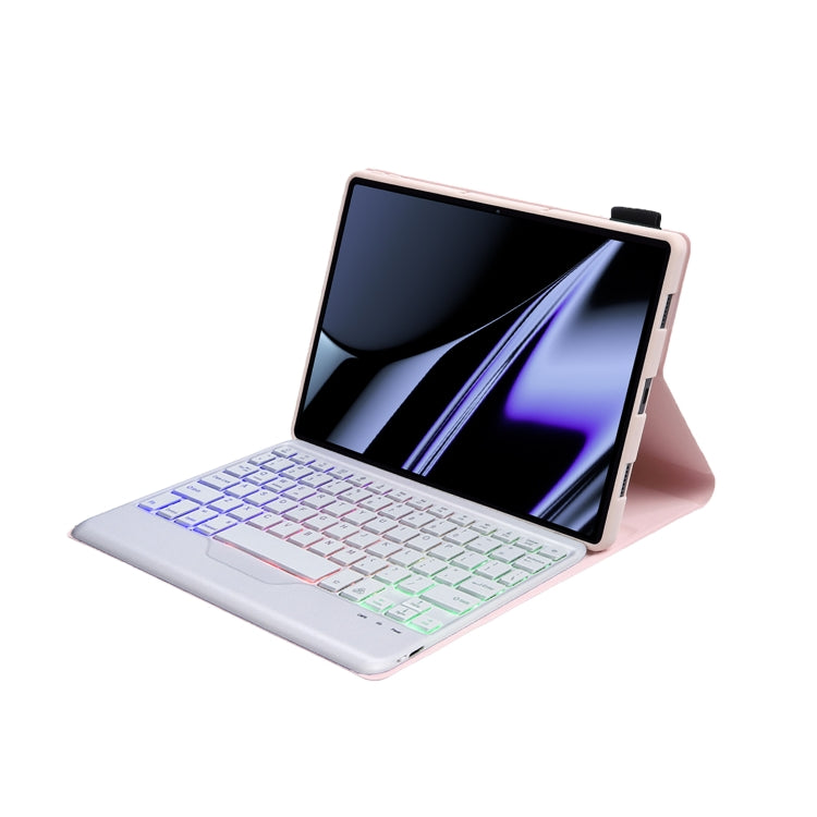 OP11-BS Lambskin Texture Ultra-thin Bluetooth Keyboard Leather Case with Backlight For OPPO Pad 11 inch(Pink)