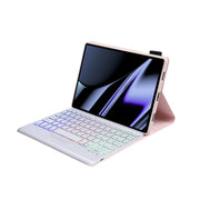 OP11-BS Lambskin Texture Ultra-thin Bluetooth Keyboard Leather Case with Backlight For OPPO Pad 11 inch(Pink)