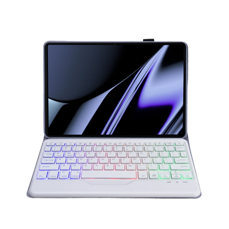OP11-BS Lambskin Texture Ultra-thin Bluetooth Keyboard Leather Case with Backlight For OPPO Pad 11 inch(Purple)