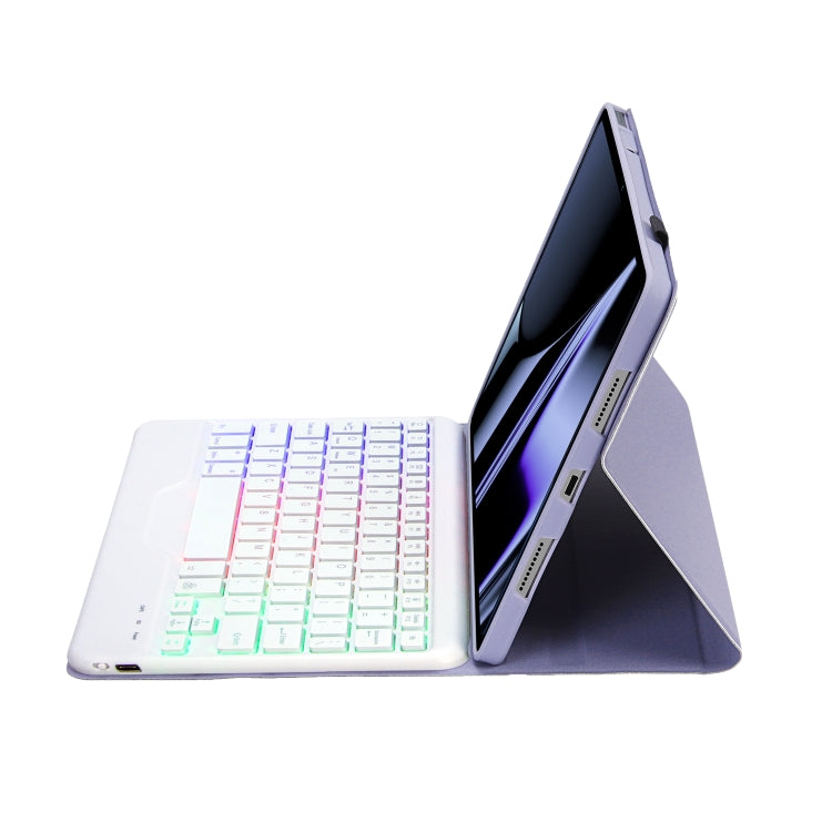 OP11-BS Lambskin Texture Ultra-thin Bluetooth Keyboard Leather Case with Backlight For OPPO Pad 11 inch(Purple)