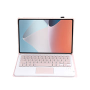 OP12-A Lambskin Texture Ultra-thin Bluetooth Keyboard Leather Case with Touchpad For OPPO Pad Air 10.4 inch(Pink)