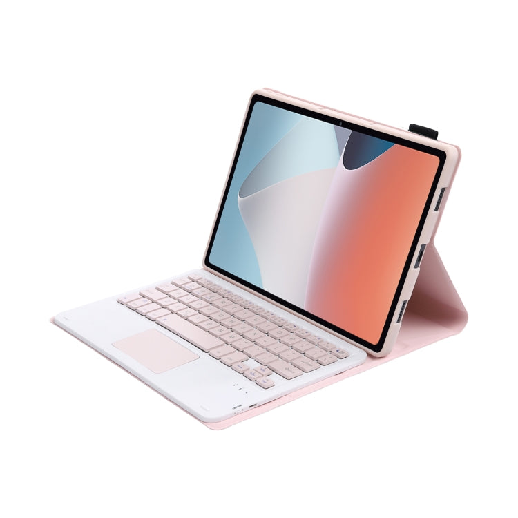 OP12-A Lambskin Texture Ultra-thin Bluetooth Keyboard Leather Case with Touchpad For OPPO Pad Air 10.4 inch(Pink)