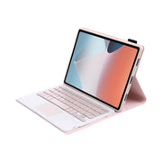 OP12-A Lambskin Texture Ultra-thin Bluetooth Keyboard Leather Case with Touchpad For OPPO Pad Air 10.4 inch(Pink)