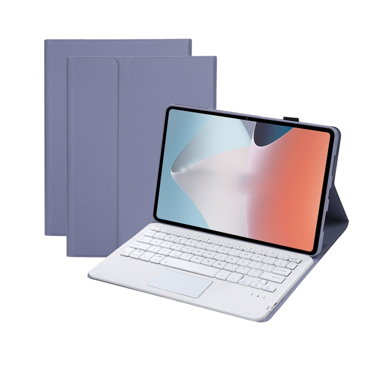 OP12-A Lambskin Texture Ultra-thin Bluetooth Keyboard Leather Case with Touchpad For OPPO Pad Air 10.4 inch(Purple)