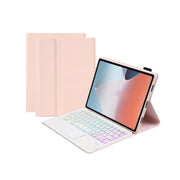 OP12-AS Lambskin Texture Ultra-thin Bluetooth Keyboard Leather Case with Touchpad & Backlight For OPPO Pad Air 10.4 inch(Pink)